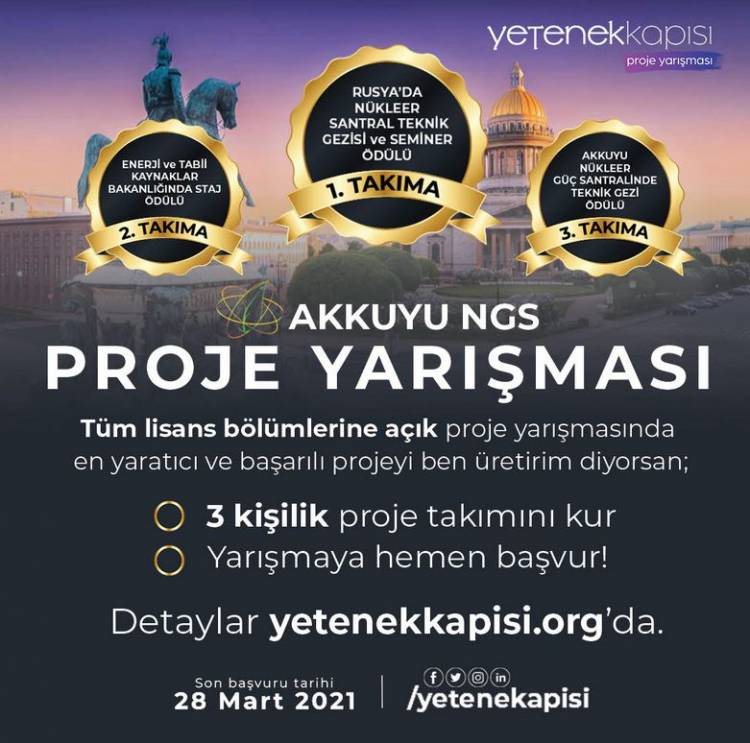 Nükleer Enerji alanında #yetenekkapisi proje yarışmamız tüm bölümlere açık!